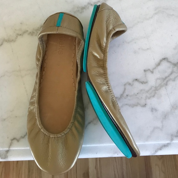 TIEKS METALLIC GOLD BALLET FLATS - Picture 9 of 12